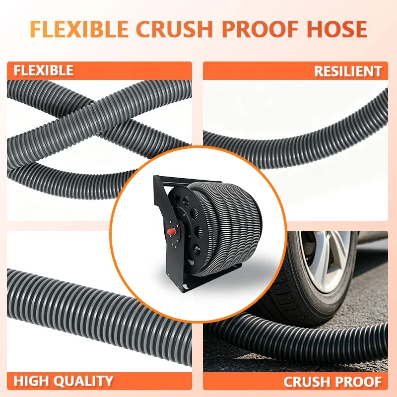 Wall Mount Retractable Vacuum Hose Reel, 30 Foot Extension Hose, 1-1/4 Diameter Replacement Vacuum Hose