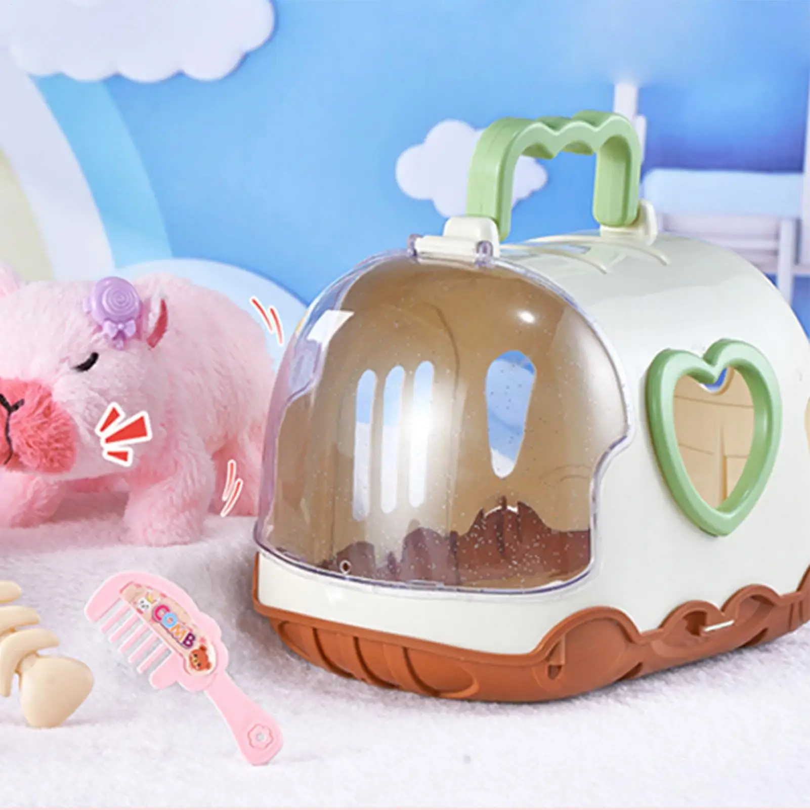 Interaktywna pluszowa zabawka kapybara chodząca, elektroniczna zabawka zwierzątko z dźwiękiem i światłem, uroczy pluszak na prezent dla dzieci.