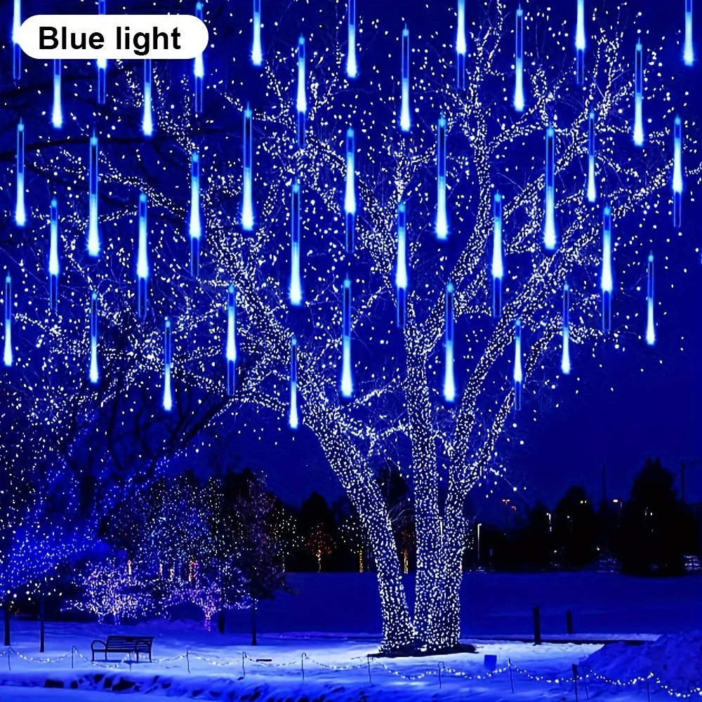 1pc Meteor Shower Rain Lights, Drop Icicle Snow Falling Raindrop Cascading Lights for Garden Christmas Halloween Decorations