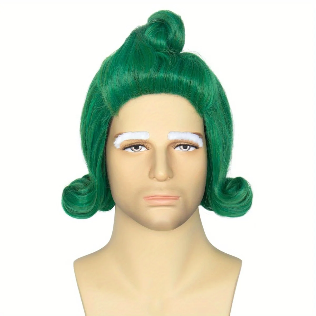 Perruque courte bouclée verte de Noël pour hommes, postiche synthétique de style Whacky, perruque de scène, perruque de cosplay, perruque de costume de Noël