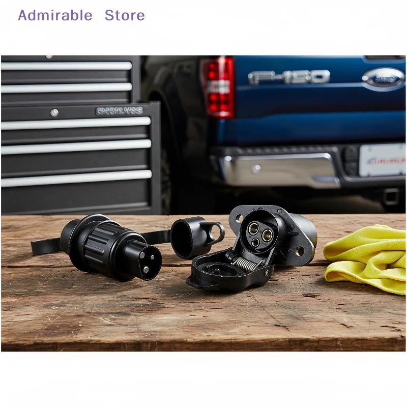 [W]2Pcs European Tractor 3-Pin Plug Socket 3-Way Connector Smooth Plug & Pull Trailer Towing Adapter for Daily Towing Use