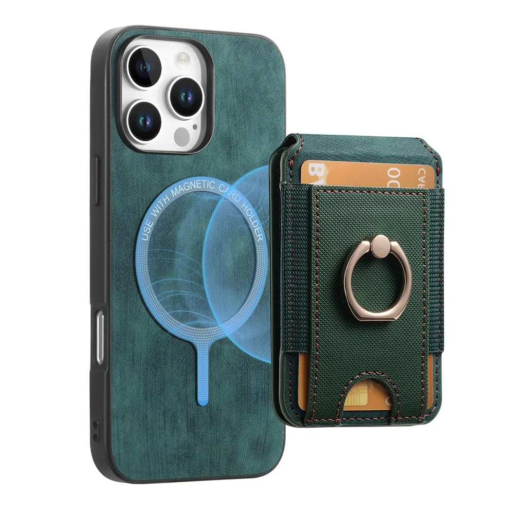 

For iPhone 16 Pro Max 15 14 Plus 13 12 11 XR XS X 7 8 SE 2 3 Detachable Magnetic Wallet Case Ring Card Holder PU Leather Cover