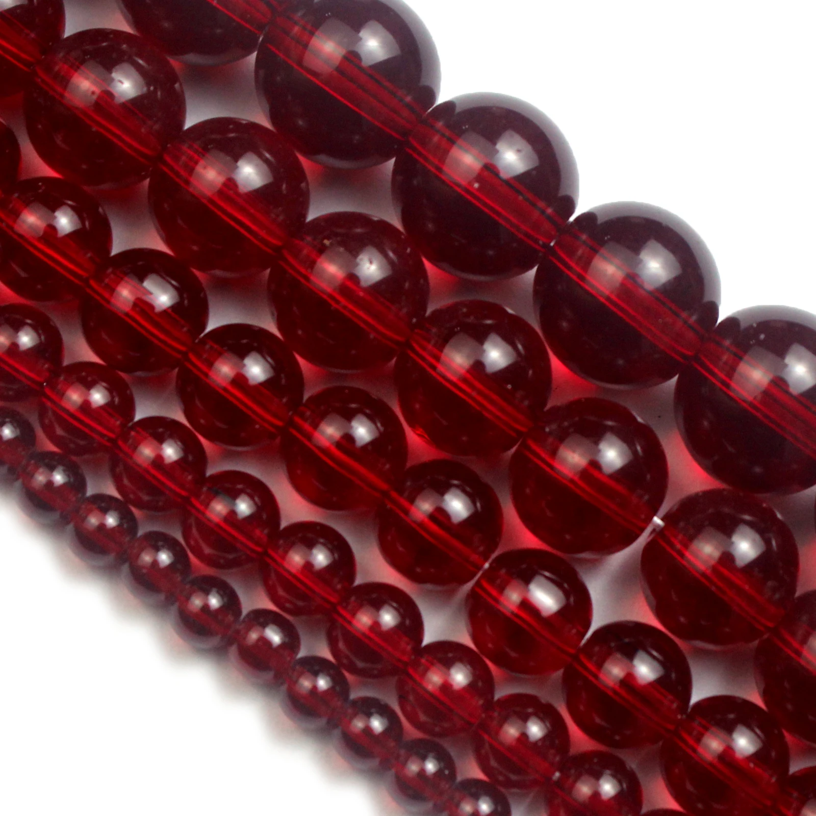 Smooth Garnet Dark Red Glass Loose Beads 15\