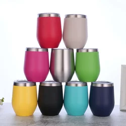 12oz Eggshell Wine Glass Stainless Steel Thermos Bottle Beer Mugs Thermal Cup for Beers Insulated Coffee Cup Travel Tumbler