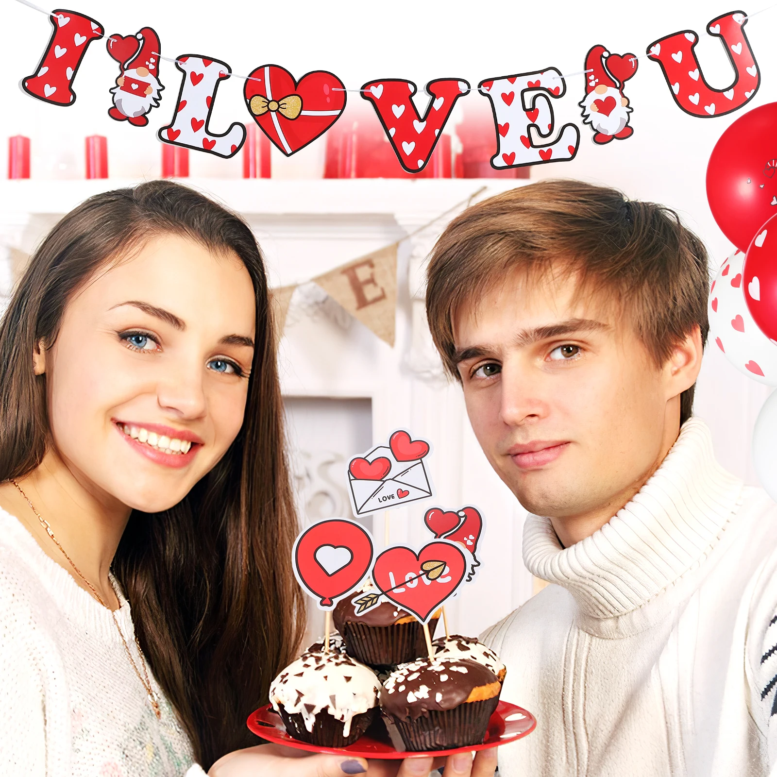 

Valentine's Day Combo Valentines Decoratiom Balloons Decorations Hanging Kit for Party Combination