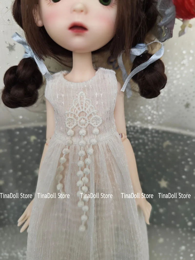 （TinaDoll Store) little lady French embroidery style Landoudou/blythe 1pcs Clothes set(one-piece dress )for Landazz Landoudou