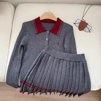 Autumn and Winter Korean Edition New Knitted Set Sweet College Style Knitted Sweater+pleated Skirt Fashion Two piece Set - Image 3