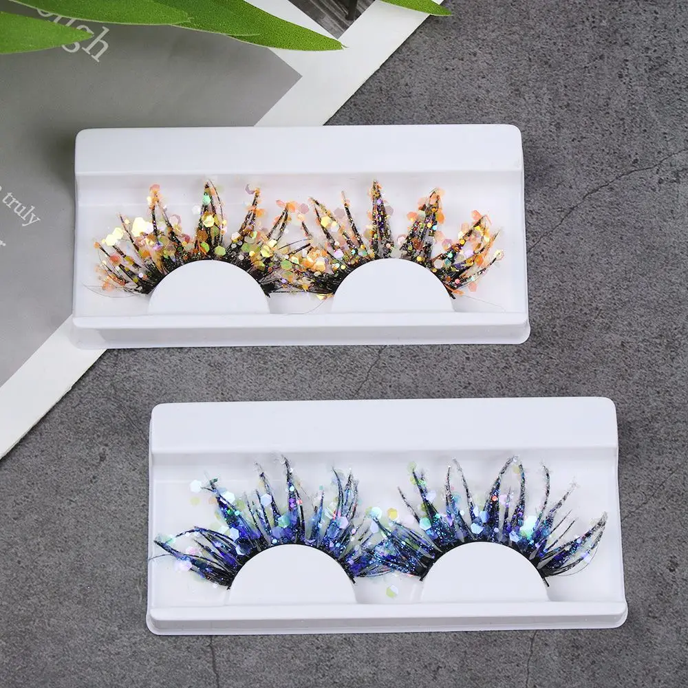Sequin Color Luminous Glitter Powder Fake Lashes Nude Makeup 3D False Eyelashes Makeup Supplies