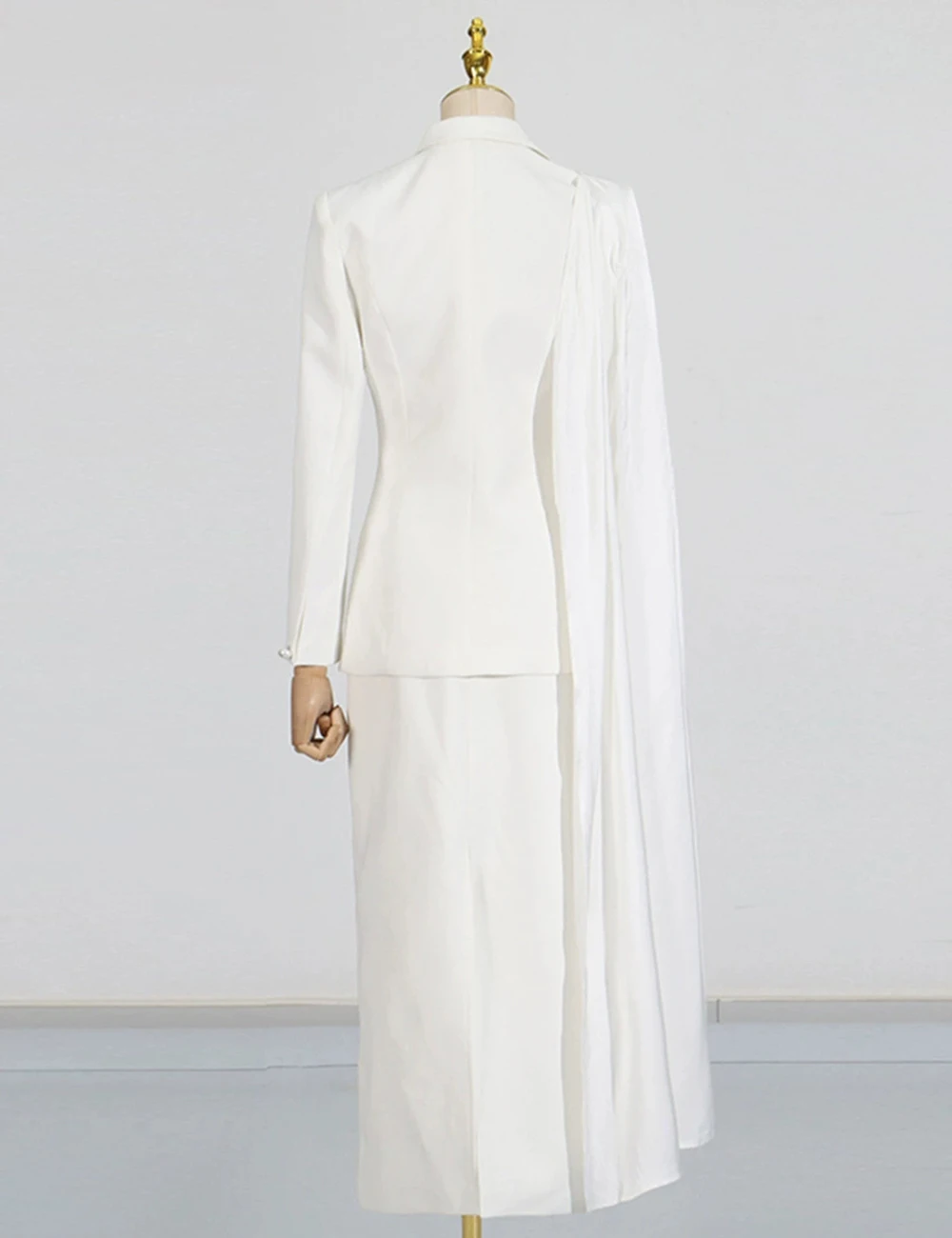 Modischer Freizeitanzug für Damen, 2025, Sommer, neues Band, Schalkragen-Design, langärmelig, langer Rock-Anzug – GZXX903