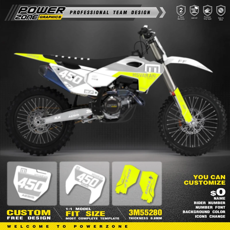 

PowerZone Custom Team Graphics Decals Stickers Kit For Husqvarna Decal 2023 2024 2025 TC FC 125-450CC 24-26 TE FE 006