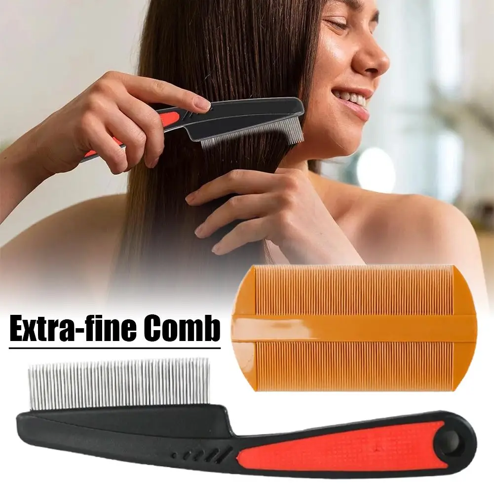 

Расческа для удаления вшей из нержавеющей стали, желтая, с ультратонкими зубьями, для лечения вшей и перхоти