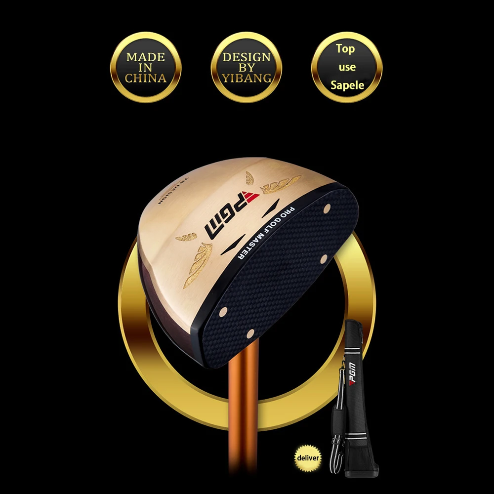 PGM Single Park Golf Club Low Center Gravity Carbon Shaft Men and Women\'s Golf Putter TUG063 Wood Carbon Fiber Brass Club Head