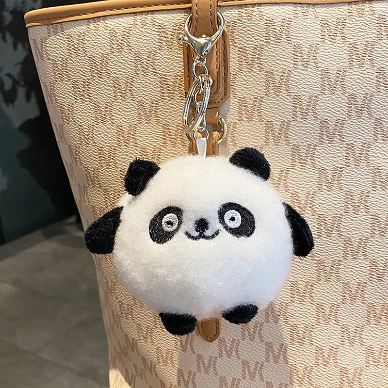 Cute Chubby Plush Panda Keychain Pendant Plush Doll Bag Pendant Simple Fashion PP Cotton Key Ring Bag School Bag Accessories