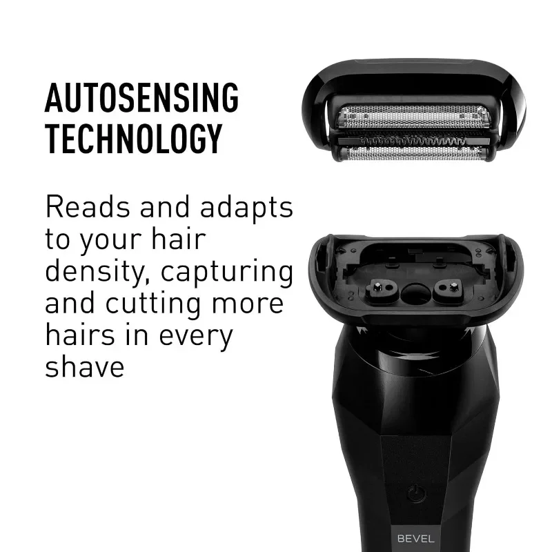 Rasoio elettrico smussato da uomo, rasoio elettrico a lamina, bagnato e asciutto, impermeabile, ricarica rapida, ricaricabile senza fili, nero