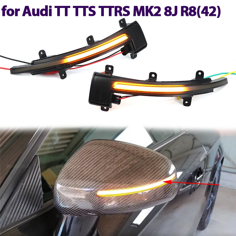 Smoked LED Dynamic Turn Signal Light Side Mirror Flashing Light for Audi TT TTS TTRS MK2 8J 2006-2014, R8 42 2007-2015