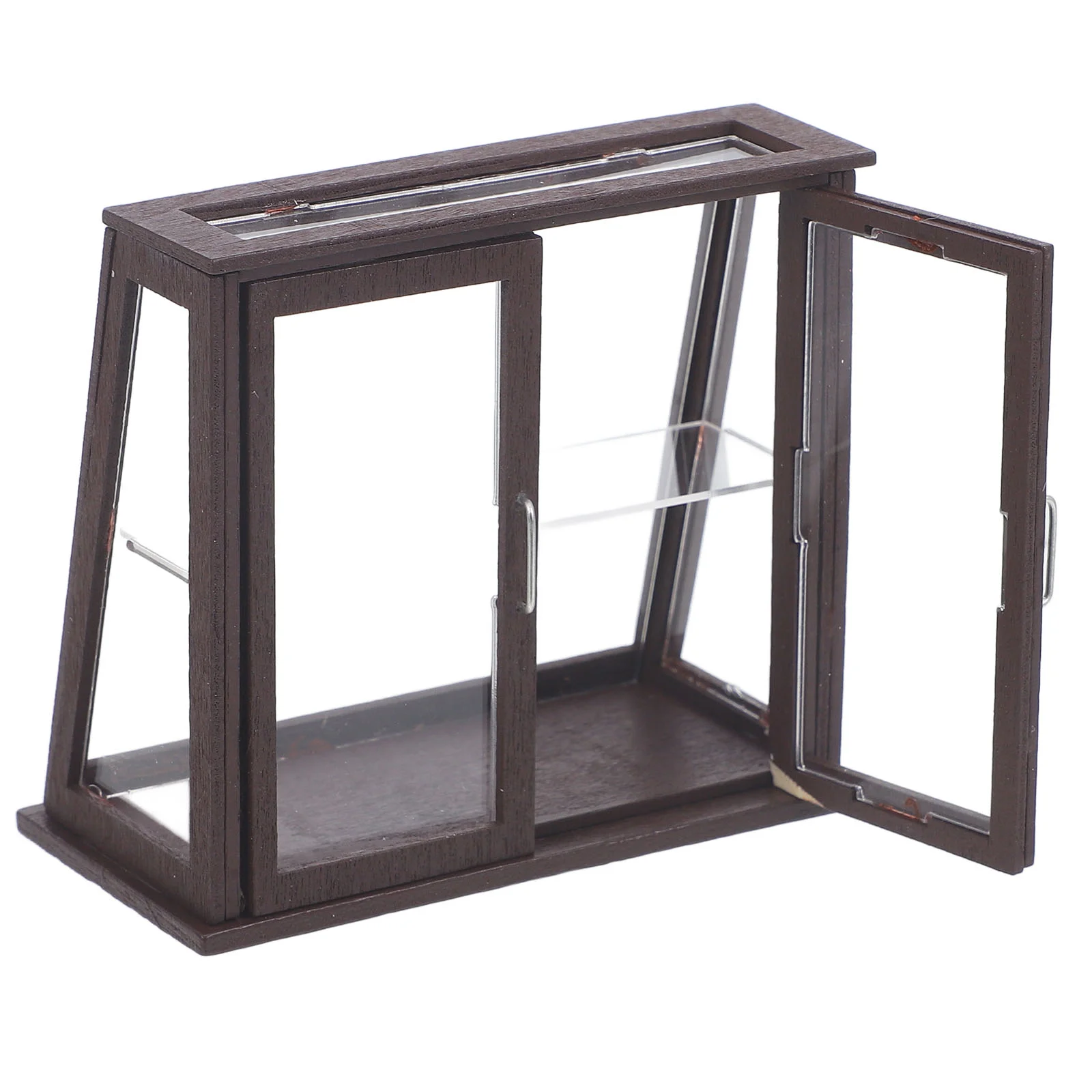 Dollhouse Cake Cabinet Shelf Miniature Cabinets Store Cupboard Model Toy Room Acrylic Wood Ornament Sliding Door