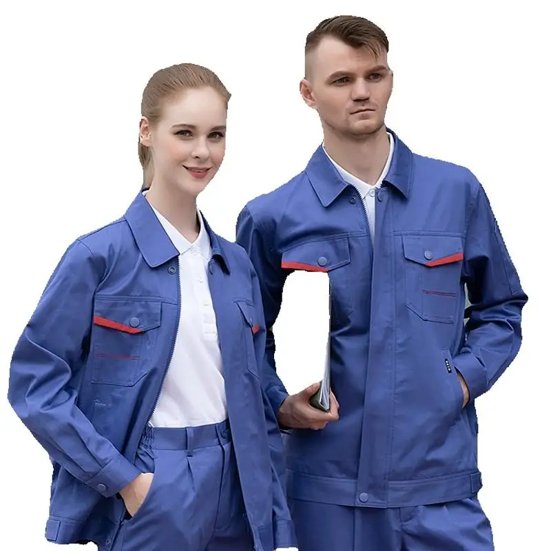 Spring And Autumn Long Sleep Workshop Work Suit Set Coat Customized Name Printed Logo Factory Paint Repair Welder Jacket