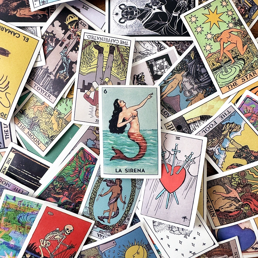 60pcs Tarot Cards Divination Death Graffiti Stickers On Car Stationery Computer Notebook Laptop Adesivi Adesivos Craft Supplies