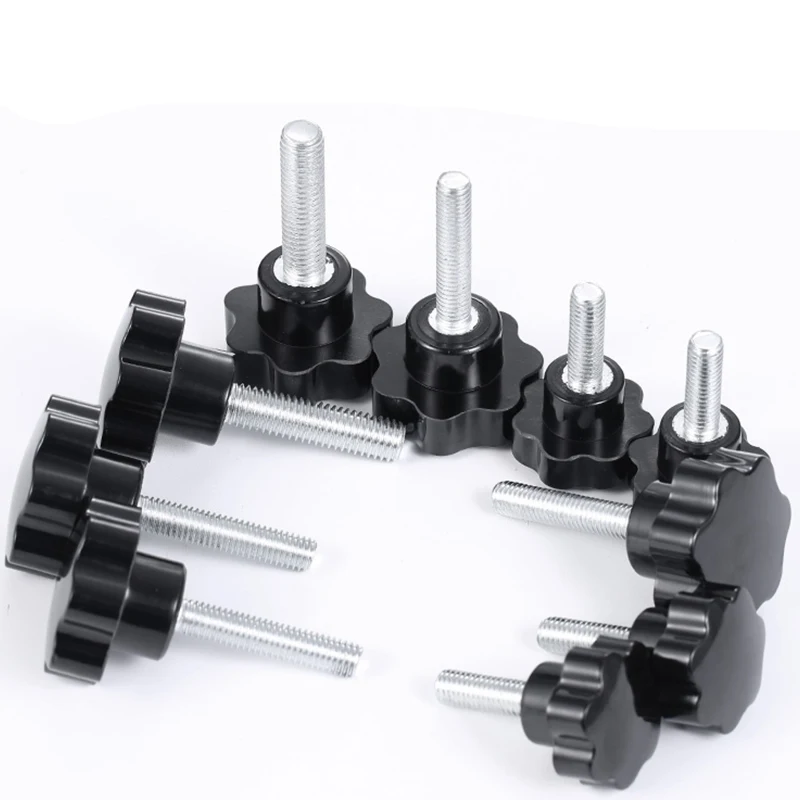 1-8Pcs Star Shaped Manual Knob Screw Bolt M4 M5 M6 M8 M10 Carbon Steel Star Head Thread Clamping Finger Shank Machine Screw
