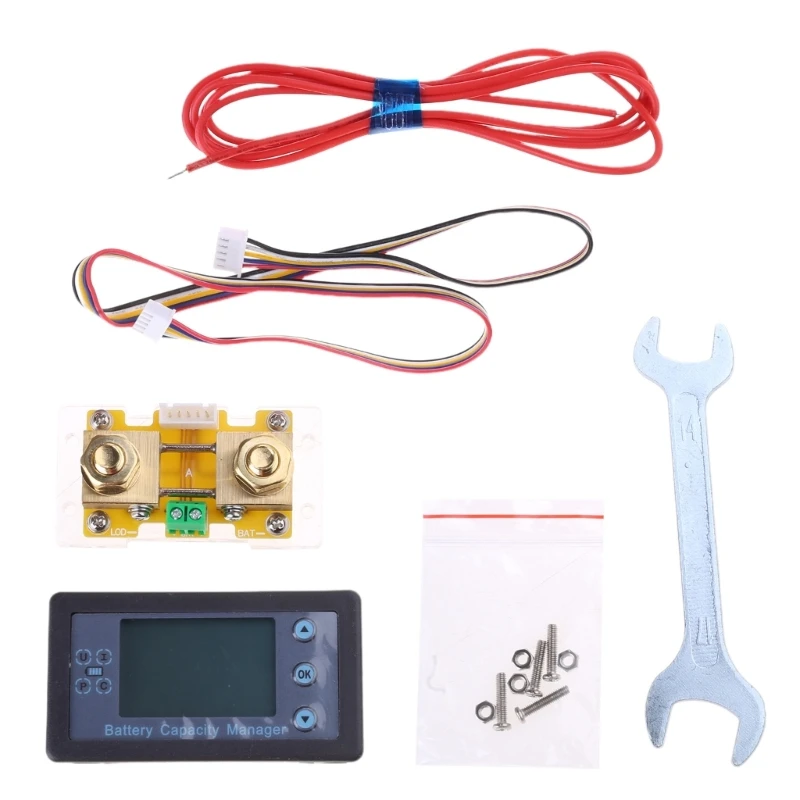 Tester batteria 100A/200A/300A/500A Misuratore energia tensione corrente con shunt cavo collegamento Multimetro Drosphip