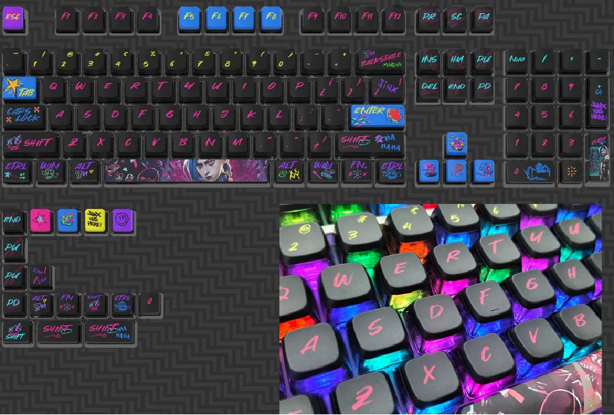 OEM Profile Pudding Keycaps Set 100% 122 Keys, Thick PBT Material Shine-Through Keycaps for RGB Mechanical Keyboard