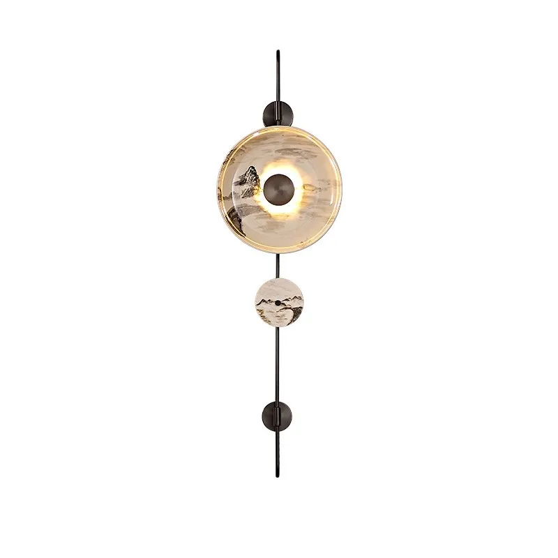 

Background wall imitation hotel bedroom bedside art model room lamp creative round