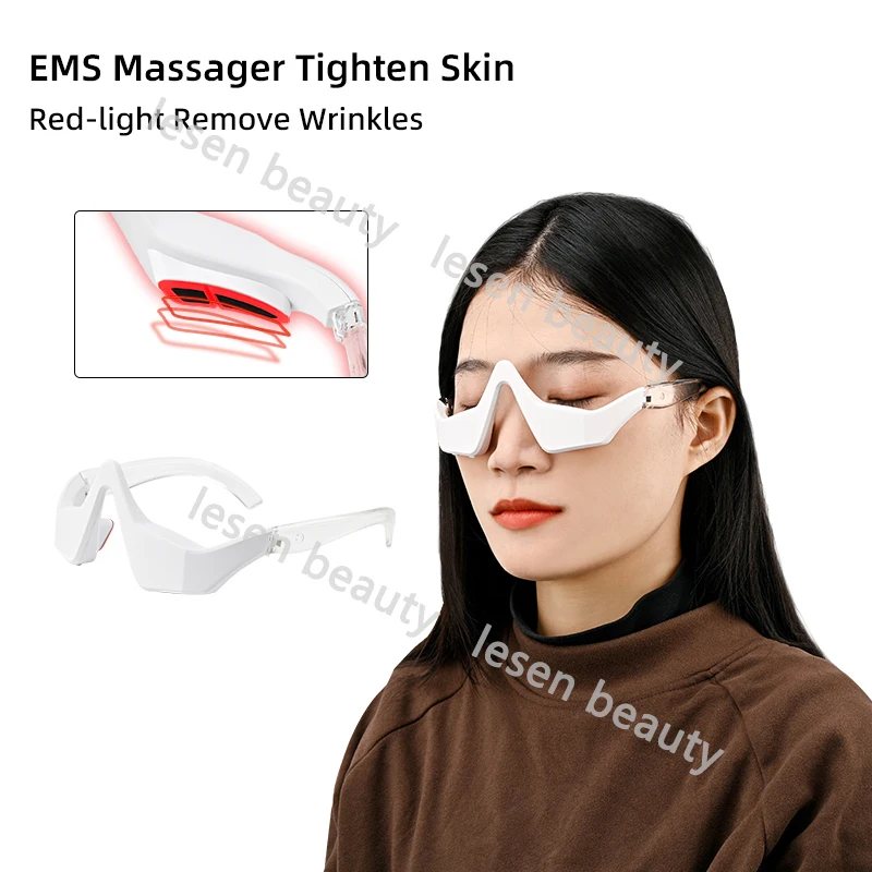 EMS Micro Huidige Puls Oog Massager Rood Licht Therapie Oog Schoonheid Apparaat Verlicht Oogvermoeidheid Vervaagt Donkere Cirkel Anti Rimpel USB