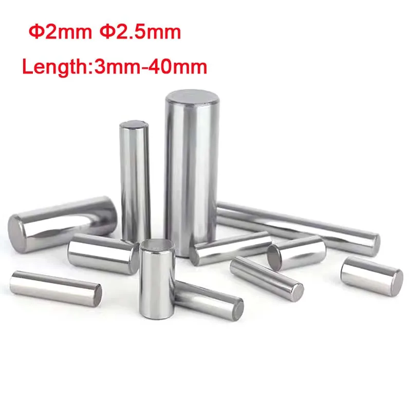 100pcs/lot Bearing Steel Roller Pins Cylindrical Pin Locating Dowel Steel Fixed Shaft Solid Rod Dia 2mm 2.5mm Length 3~40mm