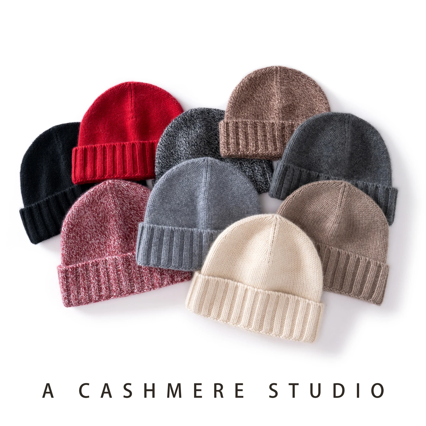 Unisex 100% Pure Cashmere Knitted Casual Hat Men and Women Winter Outdoor Warm Beanie Joker Cap High Quality Cashmere Padded Hat