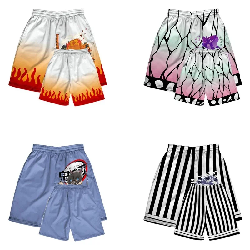 Anime Demon Slayer Cosplay Clothes Zenitsu Shinobu Beach Pants Ventilate Printing Loose Individuality Shorts Sweatpants Gift