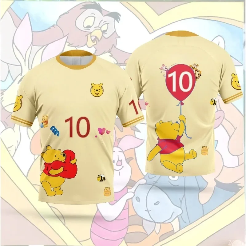 

Summer Digital 3D Honey Yellow Bear Print Round Neck Men's and Women's Sports Quick Drying Loose Short Sleeve