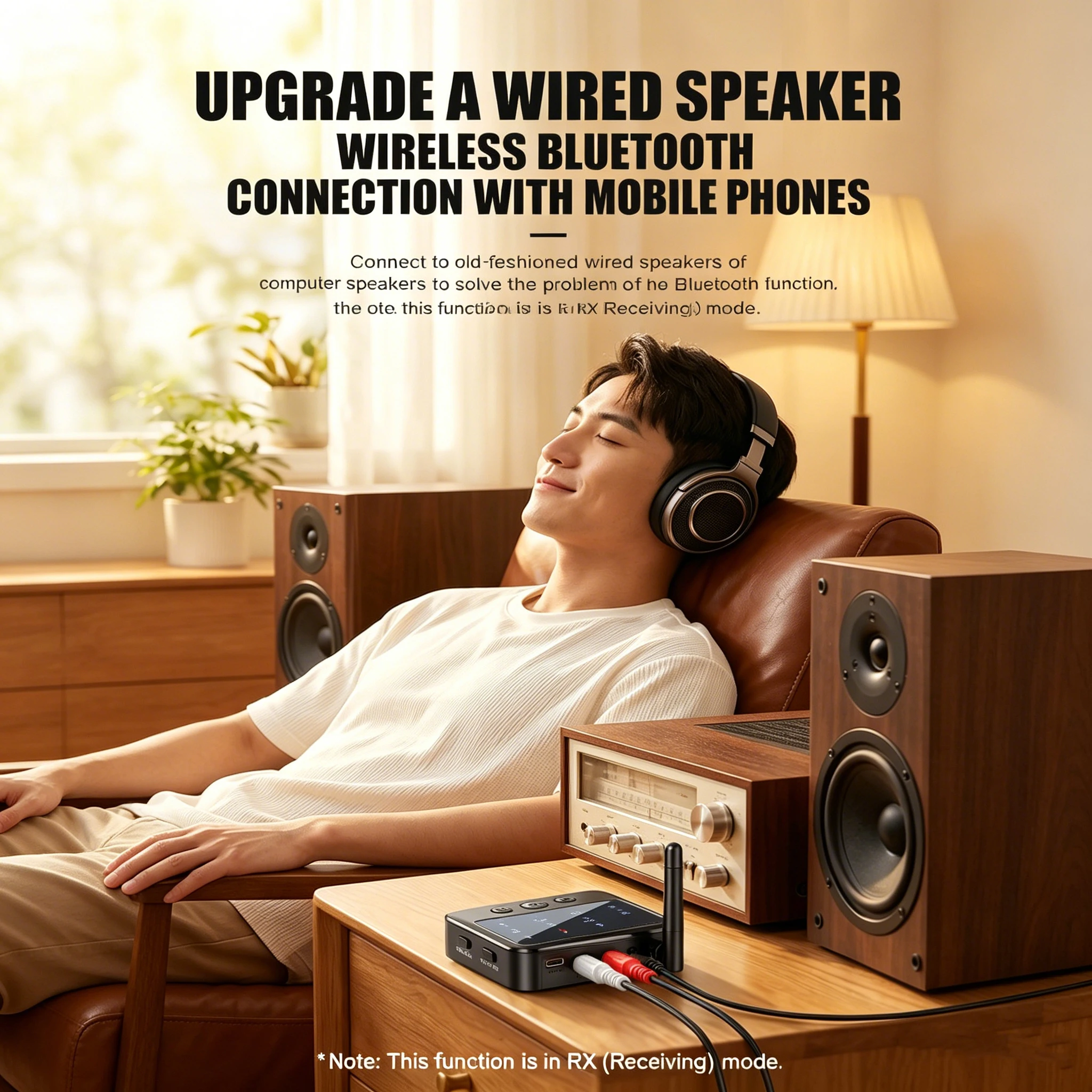KEBIDUMEI AptX-Adaptive AD/HD/LL AAC 2 w 1 Bluetoothowy Nadajnik-Odbiornik Audio 3.5MM AUX RCA Stereo HiFi Bezprzewodowy Adapter Muzyczny — zdjęcie produktu 3