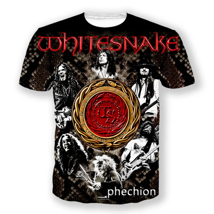 Heavy Metal Rock Whitesnake Band T-Shirt 3D Print Summer Men Women Hip Hop Short Sleeve T Shirt Fashion O-Neck Tee Tops Clothing