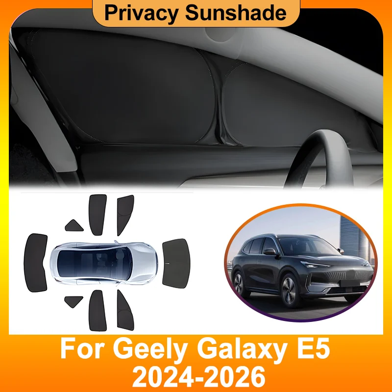 

Для Geely Galaxy E5 EX5 2024 2025 2026 солнцезащитные козырьки для конфиденциальности, автозанавеска, лобовое стекло, защита от ультрафиолета, складные козырьки, автомобильные аксессуары