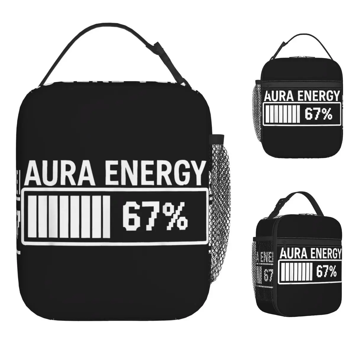 Lonchera Portátil con Cierre y Estampado de Meme Gen Alpha Slang de Aura Energy At 67, para Mujeres, Oficina, Bolsa Térmica
