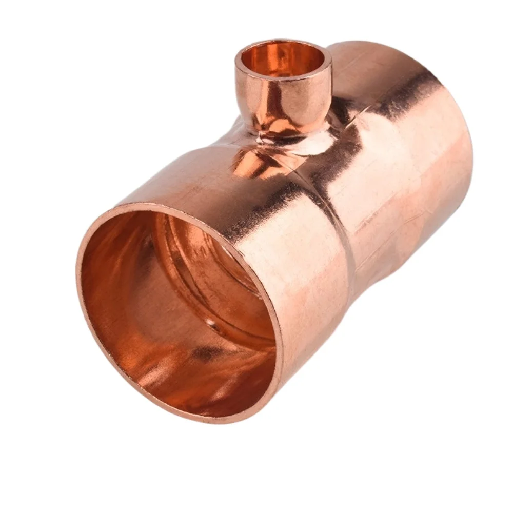 6.35-159mm ID Tube Weld Socket End Feed Solder Teee Reducer 3 Ways Pure Copper Pipe Fitting Connector Air-Conditioning