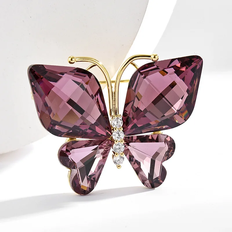 6mm Bracelet Hand String Luxury Insect Red Crystal Butterfly Brooch Women's Coat High-End Luxury Exquisite All-Match Pin Corsage
