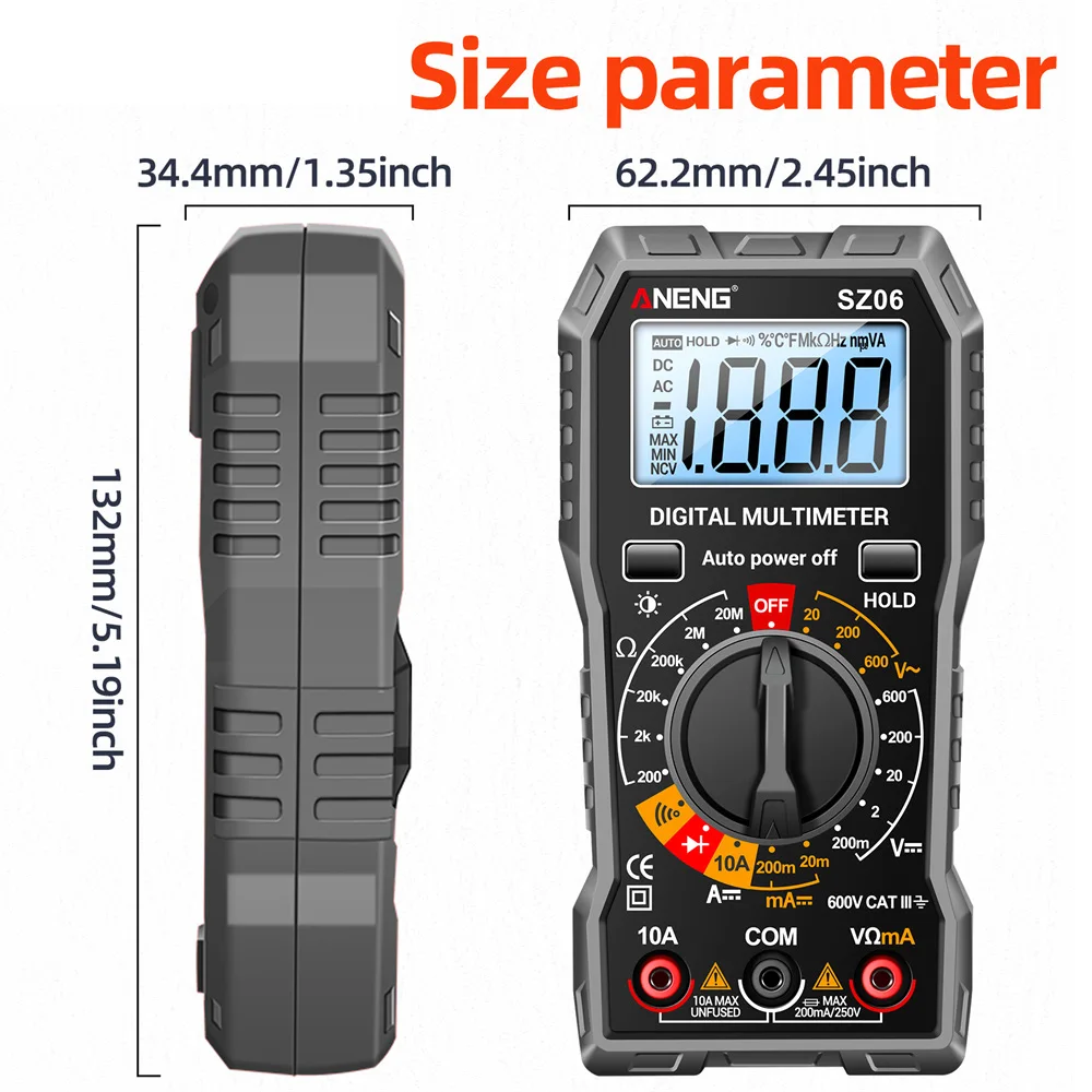 ANENG SZ06 cyfrowy multimetr Tester napięcia woltomierz TRMS 2000 zlicza się z automatycznym zakresem Amp Ohm Volt miernik pomiarowy AC/napięcie