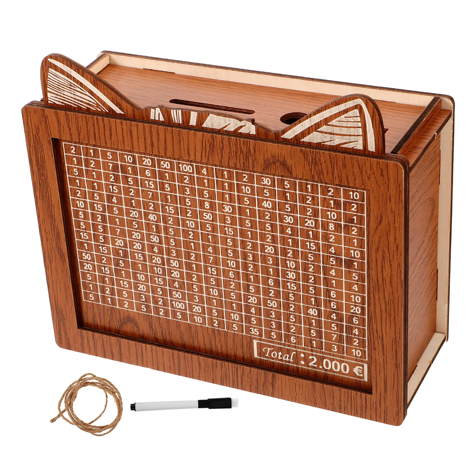 

Wooden Money Box with Goals Large Capacity Piggy Bank for Grown Ups Children Saving Coins Bills Home Study Room Decoration Gift