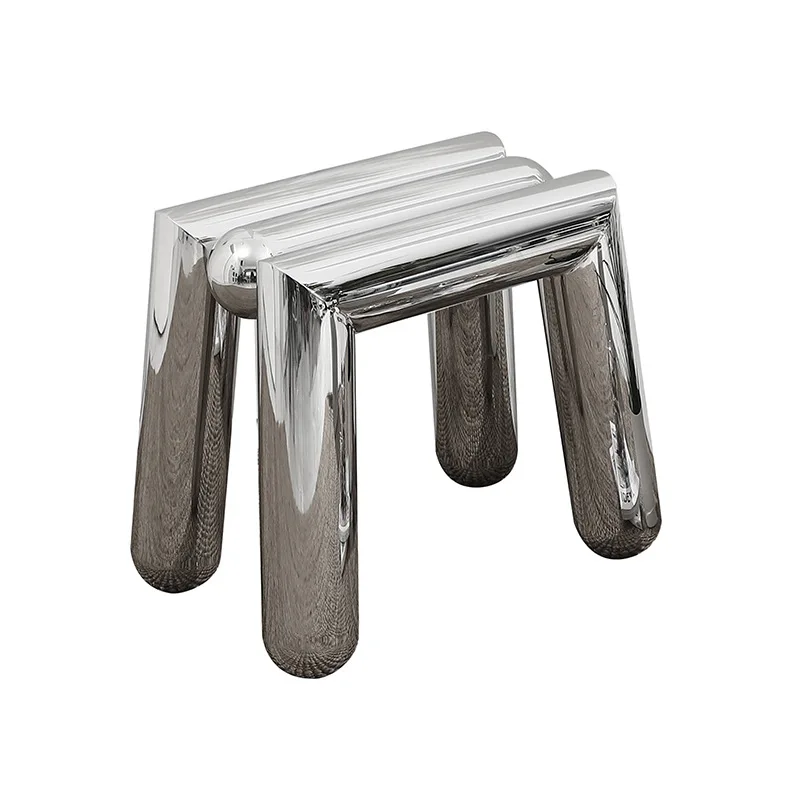 

Stool coffee living room Internet celebrity stainless steel Italian ins home shoe changing stool