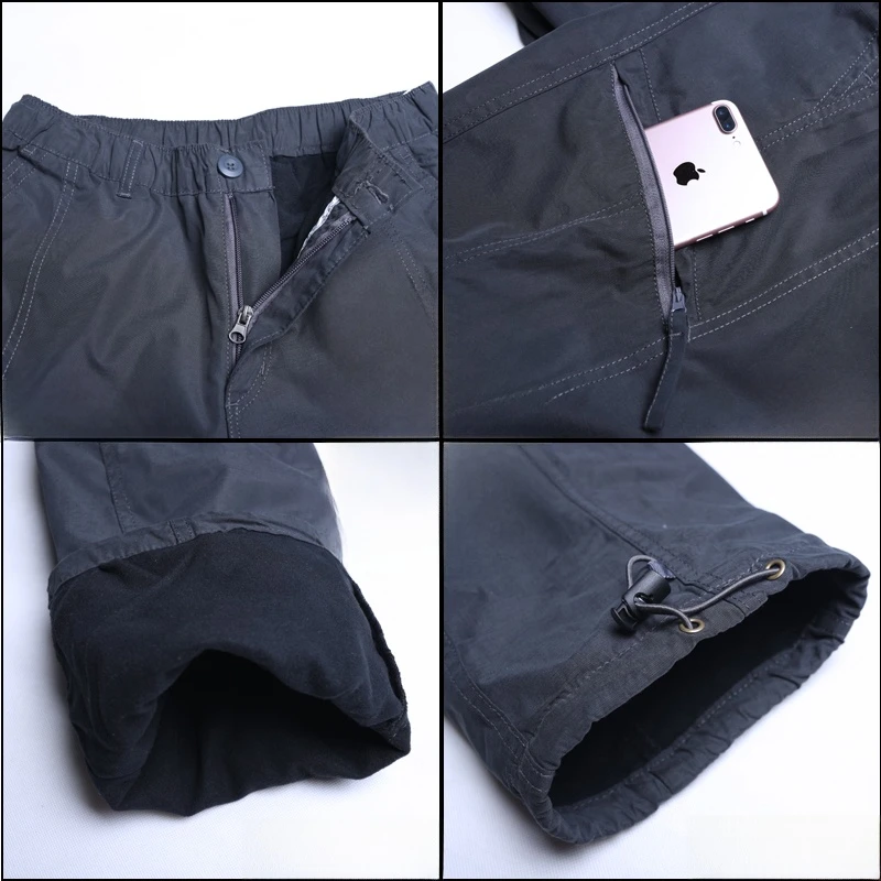 Men's Outdoor Fleece Lined Cargo Pants Winter Windproof Thick Softshell Trousers Warm Hiking Mountaineering Work Pants view 6