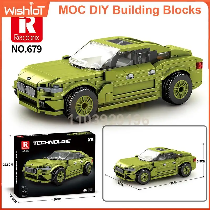 

679 X6 8-сетчатый внедорожник, набор строительных блоков, 452 шт., масштаб 1:24, комплект роскошной модели автомобиля, сборка своими руками, коллекционная игрушка в подарок для мальчиков и взрослых