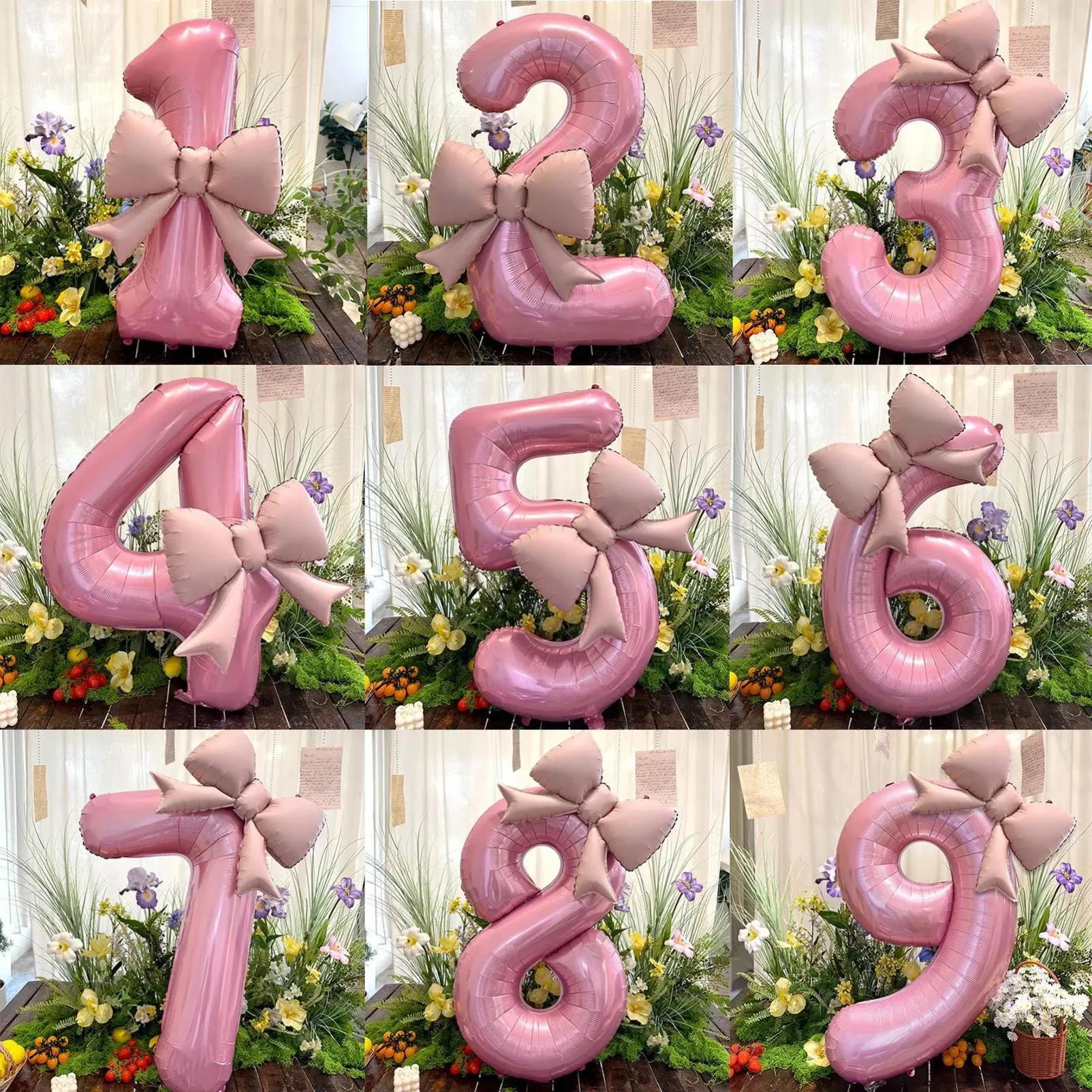 

1pcs 40inch Pink Bowknot Number Foil Balloons Wedding Birthday Party Decoration Anniversary Decor Photo Props Party Supplies