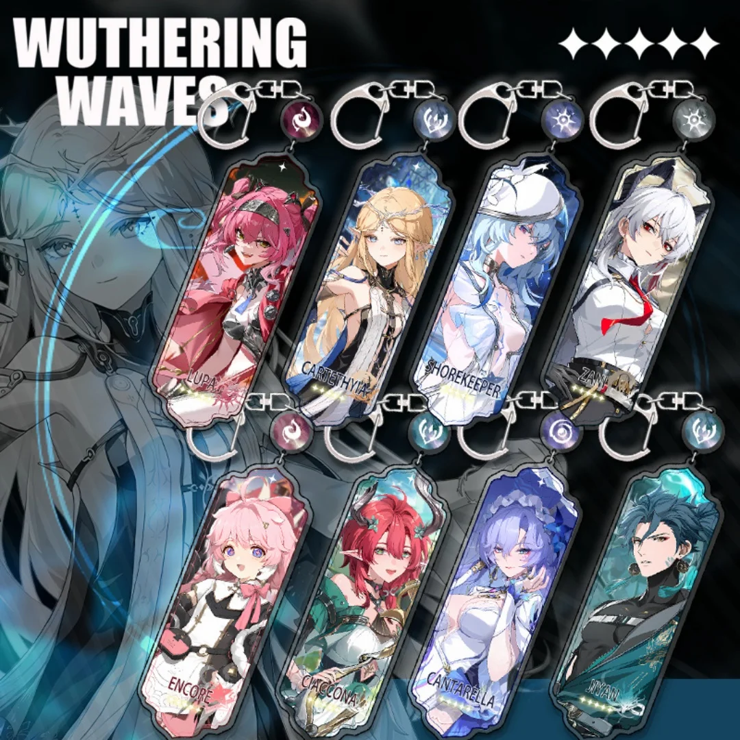New Wuthering Waves Hiyuki Denia Aemeath Mornye Keychain Cartoon Anime Strip Pendant Keyring Backpack Jewelry Cute Gift