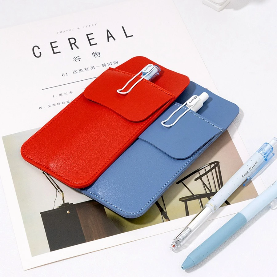 Candy Color Leather Pencil Case Wear-resistant Leak-proof Nurse Insert Pocket Pen Case Large Capacity Portable Pen Storage Bag