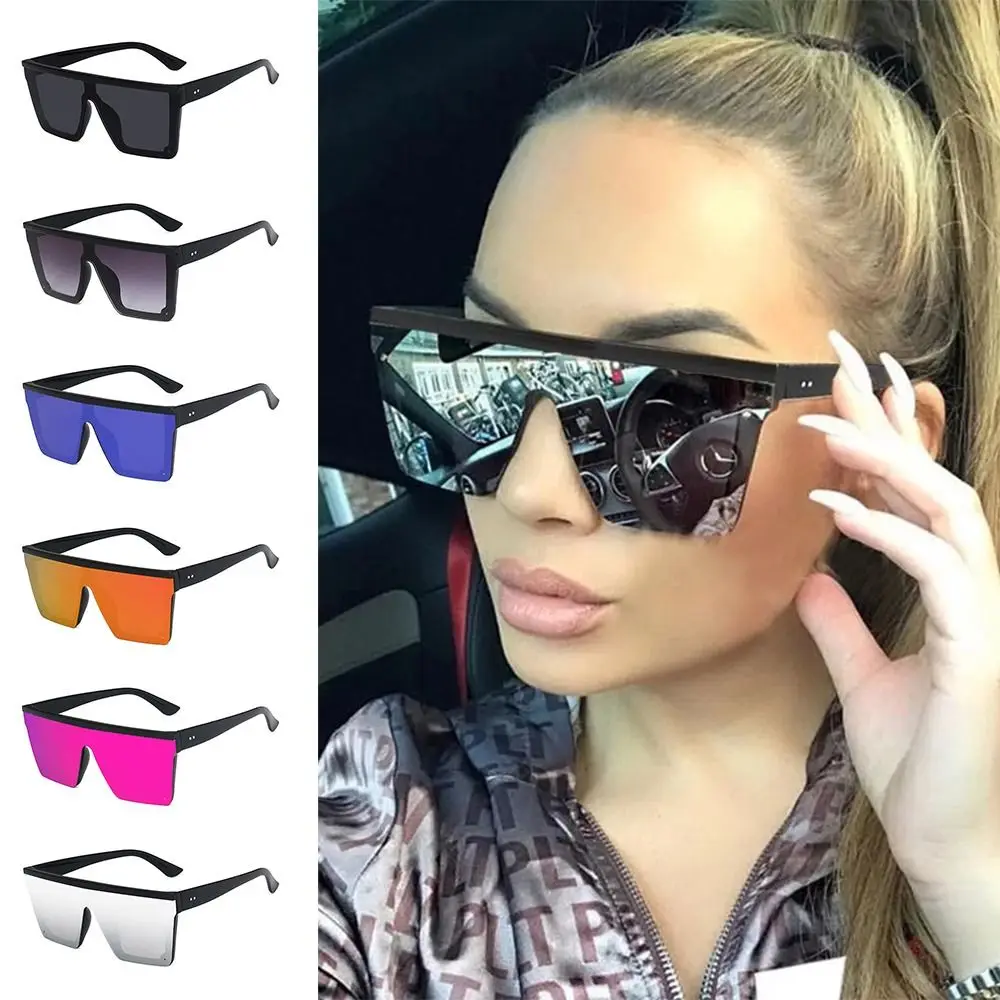 

Cool Oversized Sunglasses Fashion UV400 Protection One Piece Big Frame Shades Flat Top Sun Glasses for Women & Men