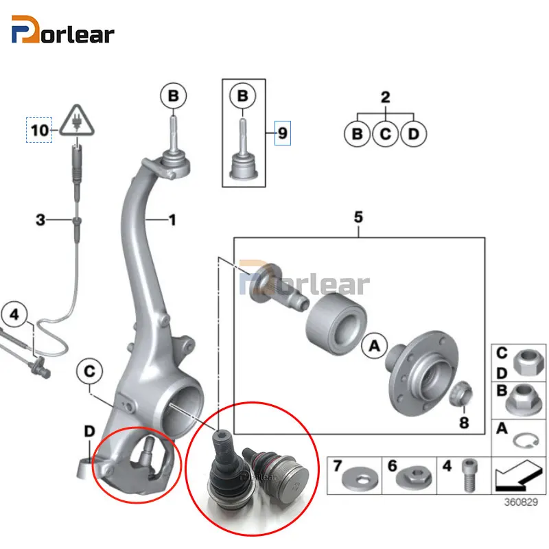 4PCS Front Axle Spherical Universal Joint For Rolls-Royce Phantom 31120414733 31216774835 31216774836