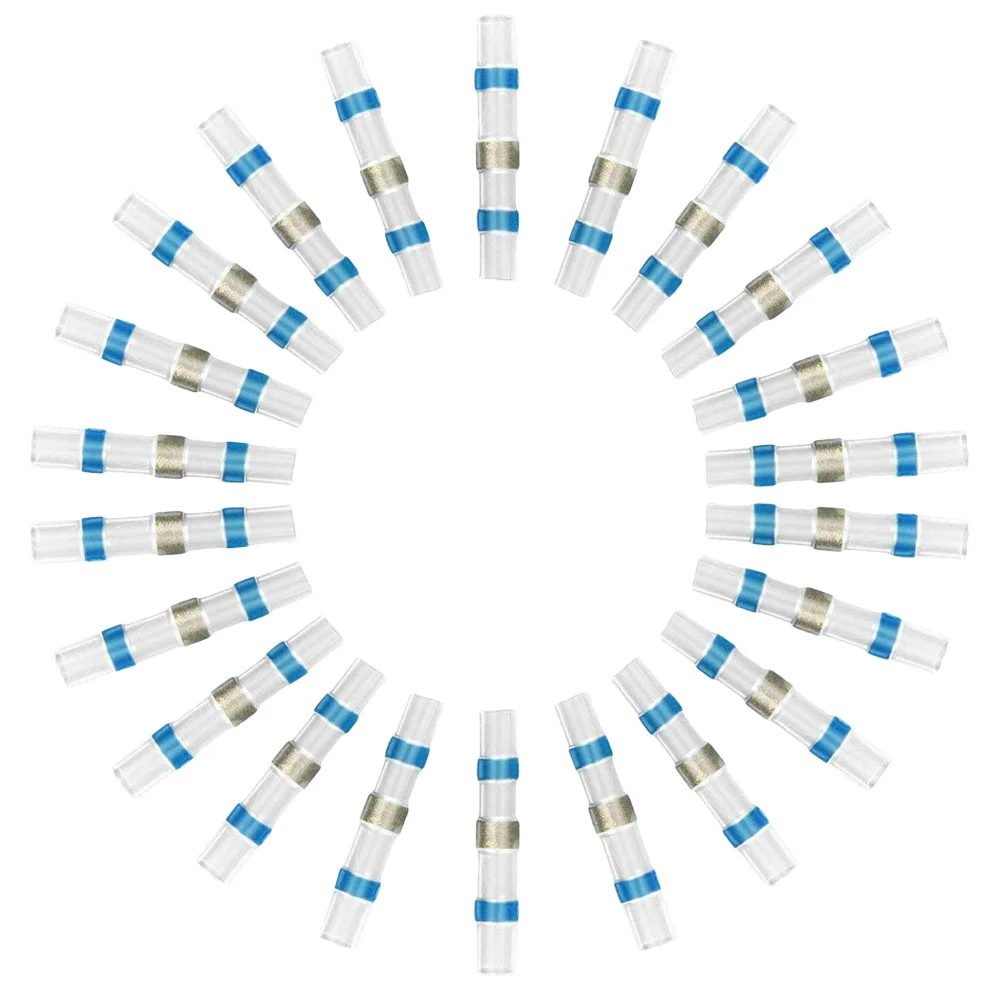 50 Buah Konektor Butt Heat Shrink Soldering Sleeves Konektor Kabel Berinsulasi Tahan Air untuk Kabel Mobil, Kapal, dan Luar Ruangan