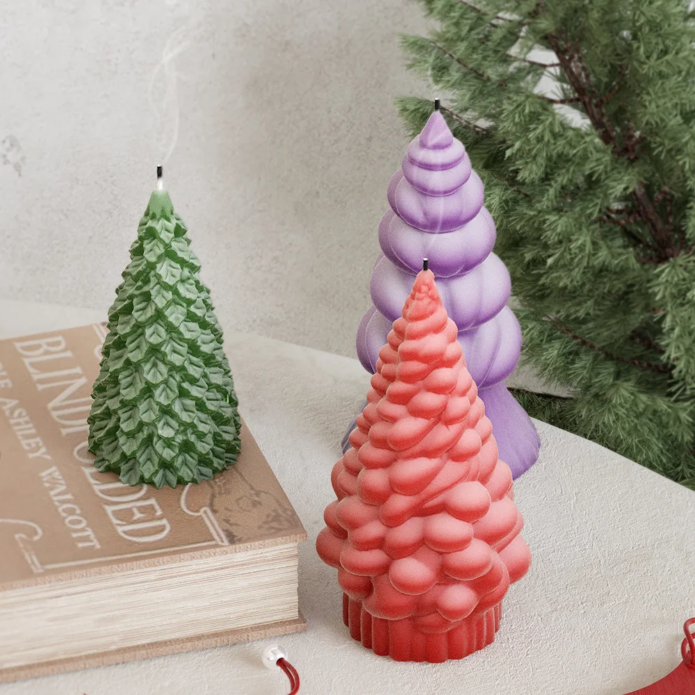 3d Kerstboom Kaars Siliconen Mal Diy Kerst Kaars Maken Kit Handgemaakte Zeep Gips Hars Bakgereedschap Vakantie Geschenken