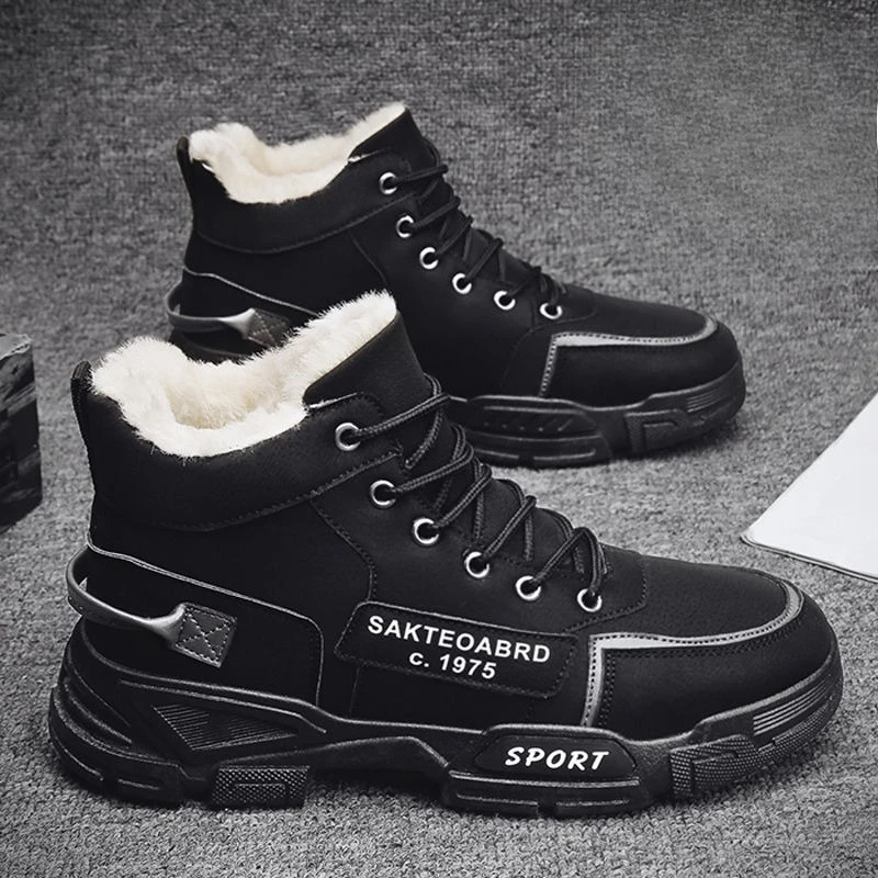 جديد الكورية نمط الرجال الدانتيل يصل عالية أعلى القطن الشتاء الثلوج الأحذية الدافئة صوف مبطن المألوف الرياضة عارضة المضادة للانزلاق دائم